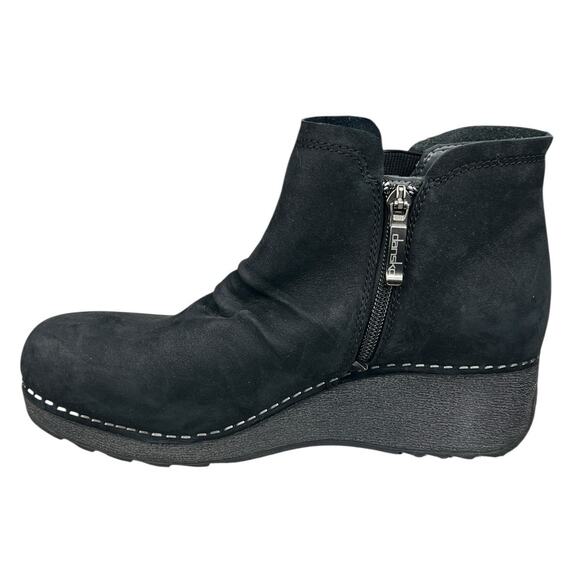 Dansko Women’s Caley Black Nubuck Side Zip Ankle Boot Size 37 US 6.5/7 - Picture 2 of 10